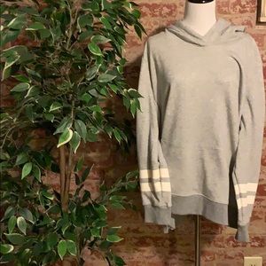 Gray Hoodie with Stripped Sleeves
